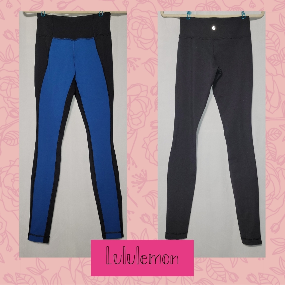 Lululemon Wonder Under Pant Color Blocked Reversible Full Length Leggings Size 4